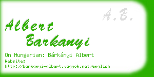 albert barkanyi business card