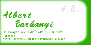 albert barkanyi business card